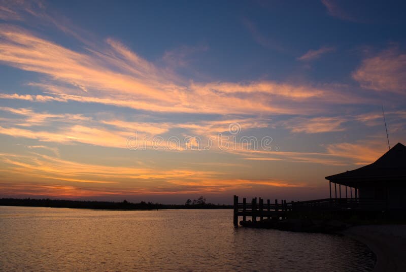 Pungo Sunset stock photo. Image of water, sunset, dock - 26421506