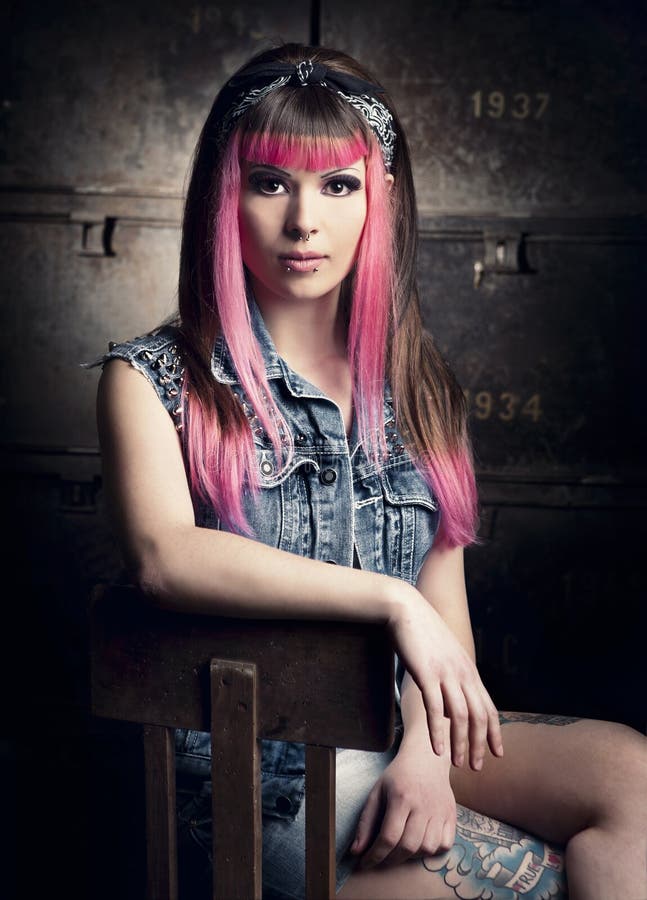 Punk Girl stock photo. Image of hairstyle, look, funky - 28214818