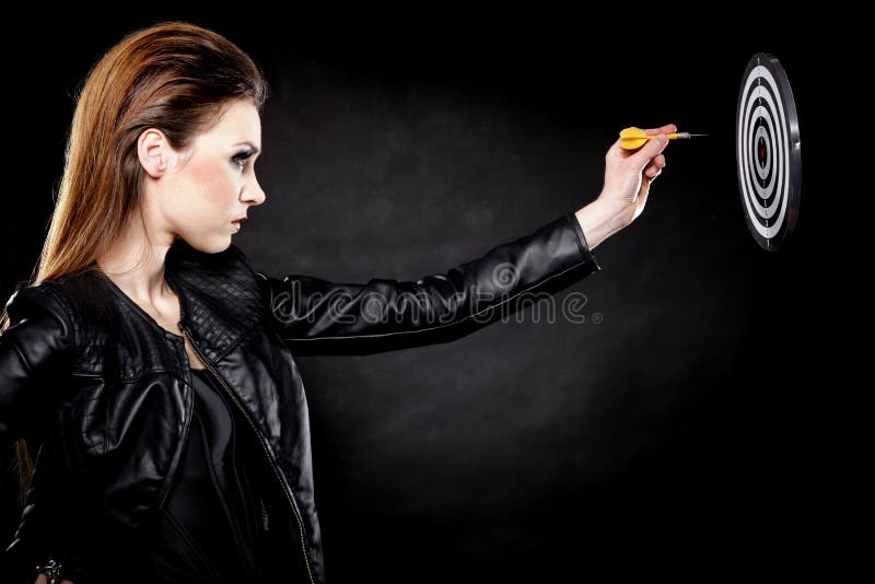 Punk Girl with Dart and Target Stock Photo Image of flights, background 35801096