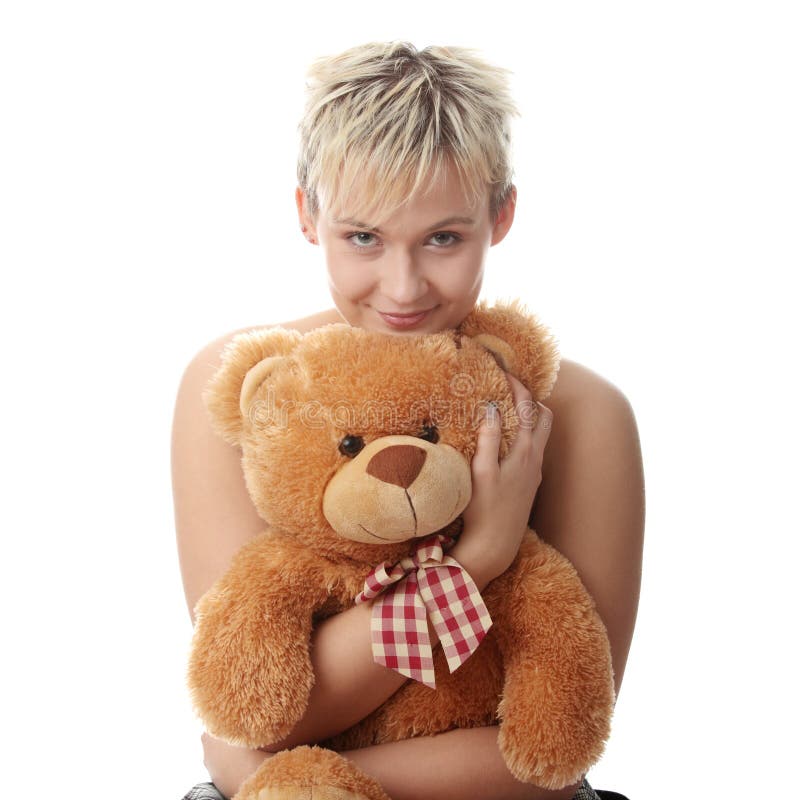 Punk teen girl with teddy bear