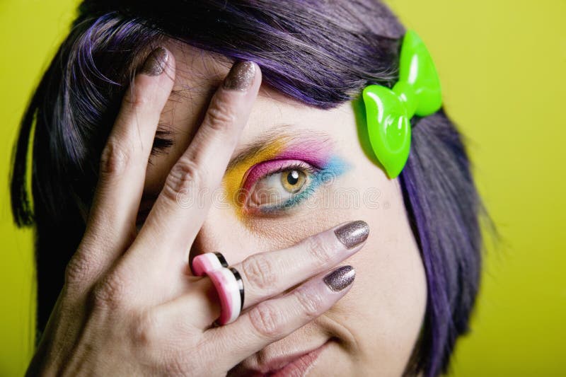 Punk woman with bright makeup