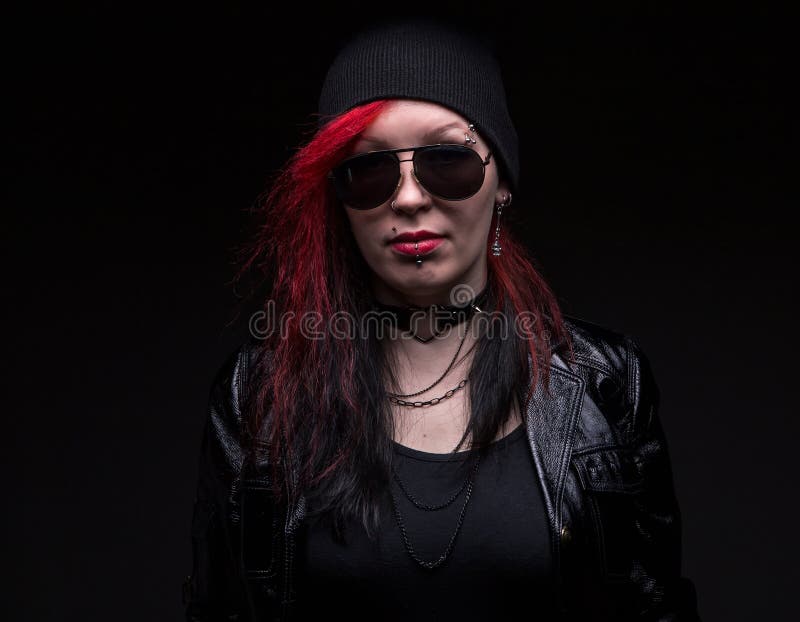 Punk woman with sunglasses stock image. Image of ugly - 82854987