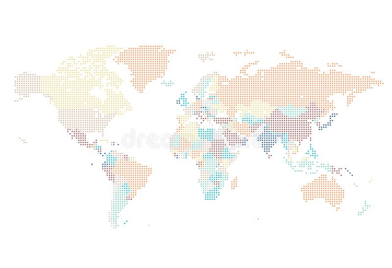 Punktierte Weltkarte Von Quadratischen Punkten Vektor Abbildung Illustration Von Karte Masse