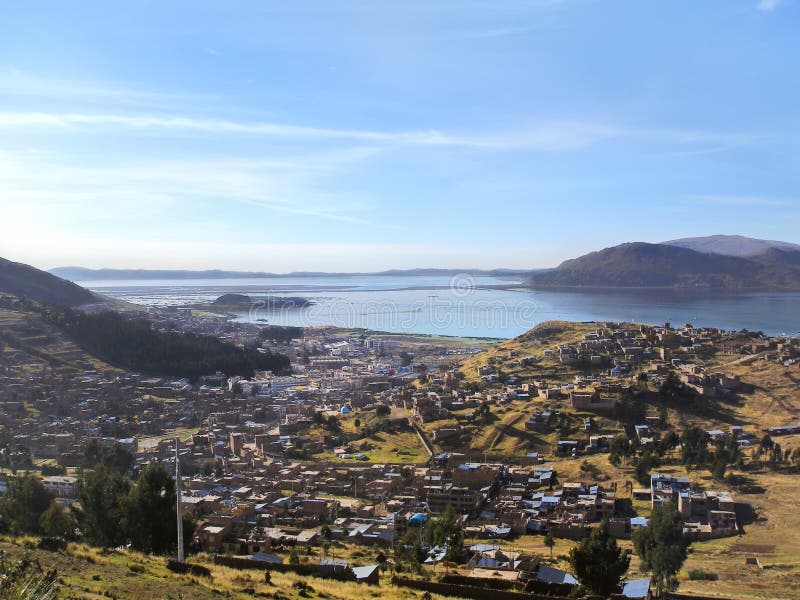 Puno city on the shore of Lake Titicaca in Peru stock photography Puno city on the shore of Lake Titicaca in Peru stock photography