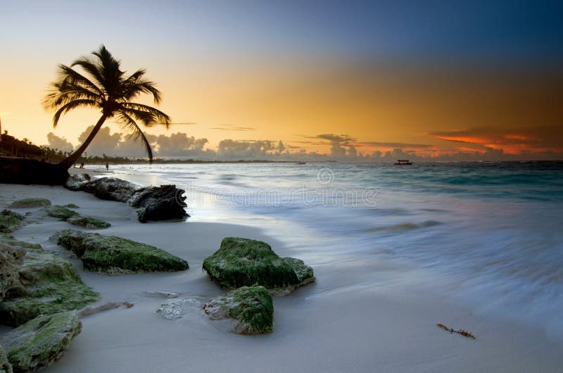 Punta Cana beach sunset Dominican Republic Caribbean. Punta Cana beach sunset Dominican Republic Caribbean