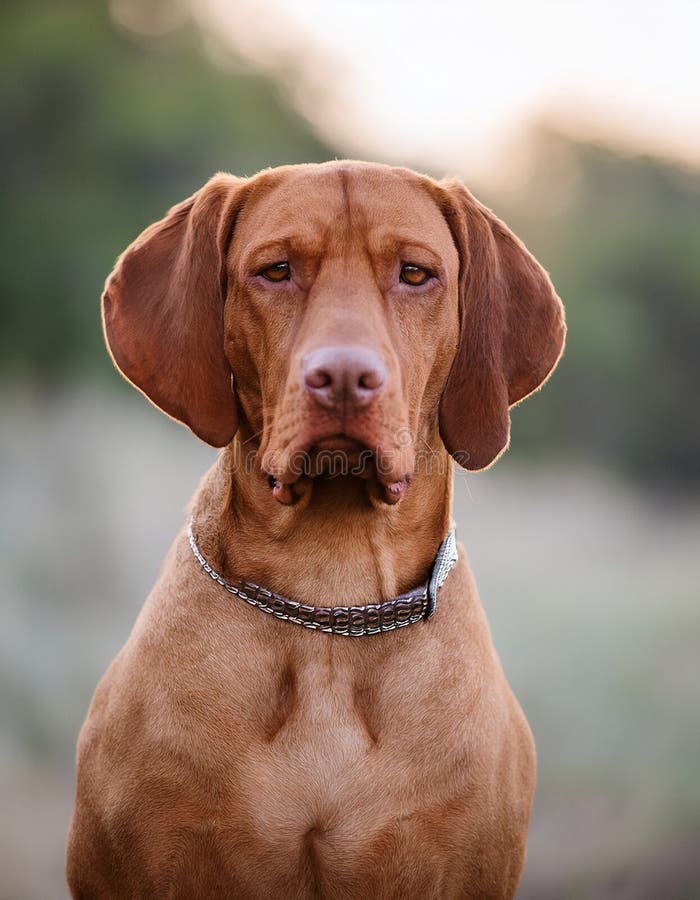 Puntatore di caccia ungherese vizsla dog in autunno sul campo illustrazione di stock