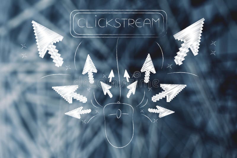 Puntatori che si spargono da un topo del computer con Clickstream ma royalty illustrazione gratis