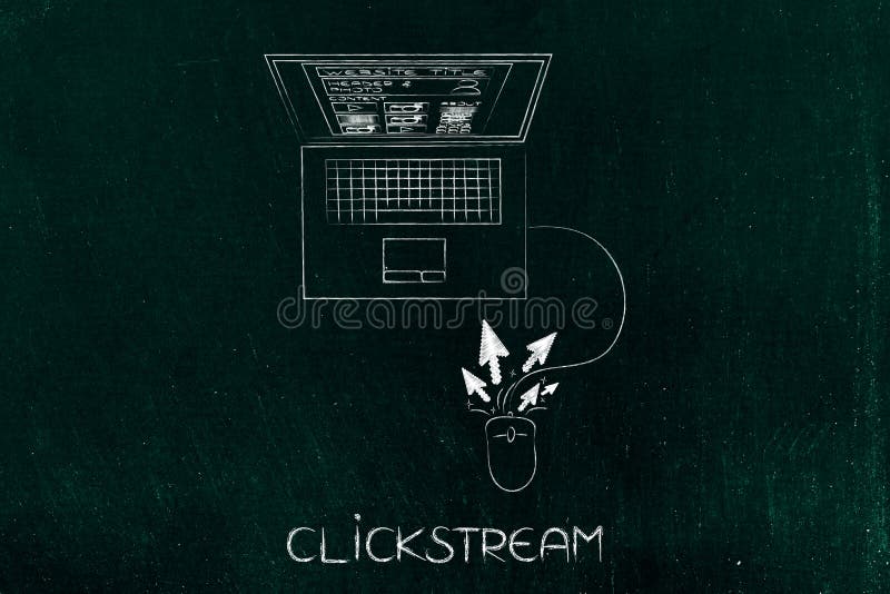 Puntatori che si spargono da un topo del computer, concetto del clickstream royalty illustrazione gratis