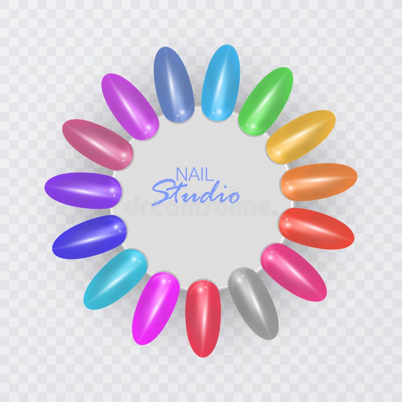 Punte variopinte Insieme delle unghie false per il manicure Tavolozza di colore della vernice per l'estensione del chiodo tavoloz royalty illustrazione gratis Punte variopinte Insieme delle unghie false per il manicure Tavolozza di colore della vernice per l'estensione del chiodo tavoloz royalty illustrazione gratis