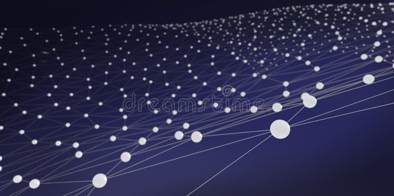 Punti collegati estratto su fondo blu illustrazione 3D lin illustrazione di stock Punti collegati estratto su fondo blu illustrazione 3D lin illustrazione di stock
