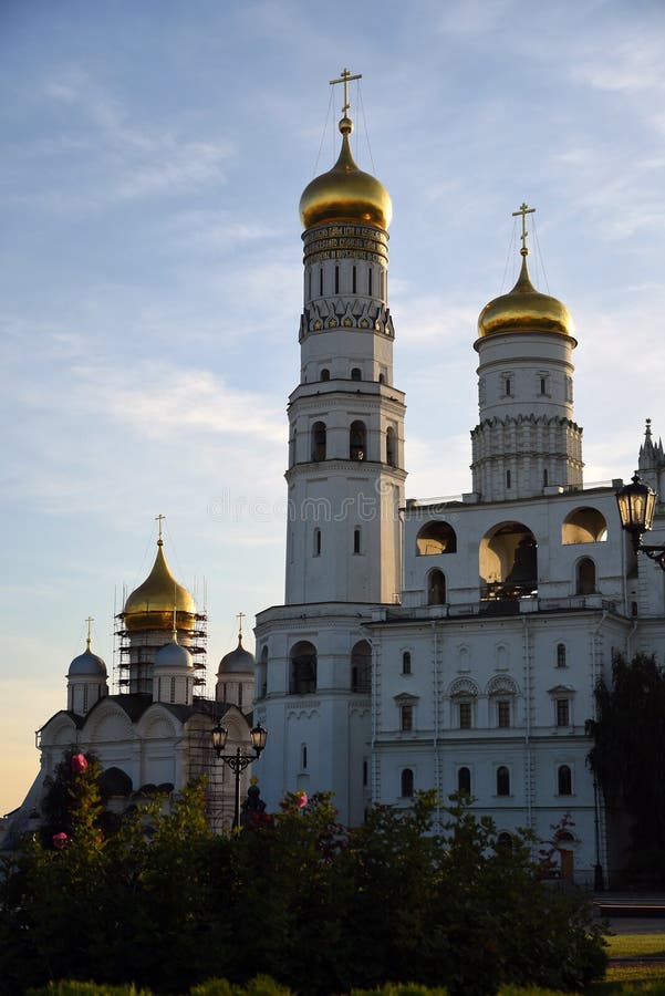 Archangels church, Ivan Great bell tower. Landmarks of Moscow Kremlin. UNESCO World Heritage Site. Color photo. Archangels church, Ivan Great bell tower. Landmarks of Moscow Kremlin. UNESCO World Heritage Site. Color photo.