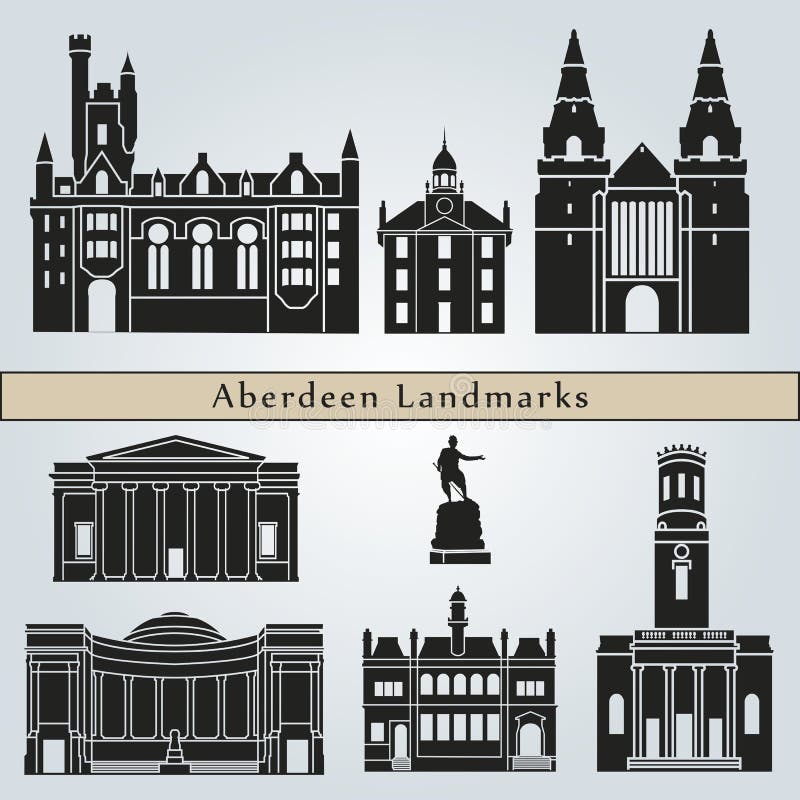 Punti di riferimento e monumenti di Aberdeen royalty illustrazione gratis Punti di riferimento e monumenti di Aberdeen royalty illustrazione gratis