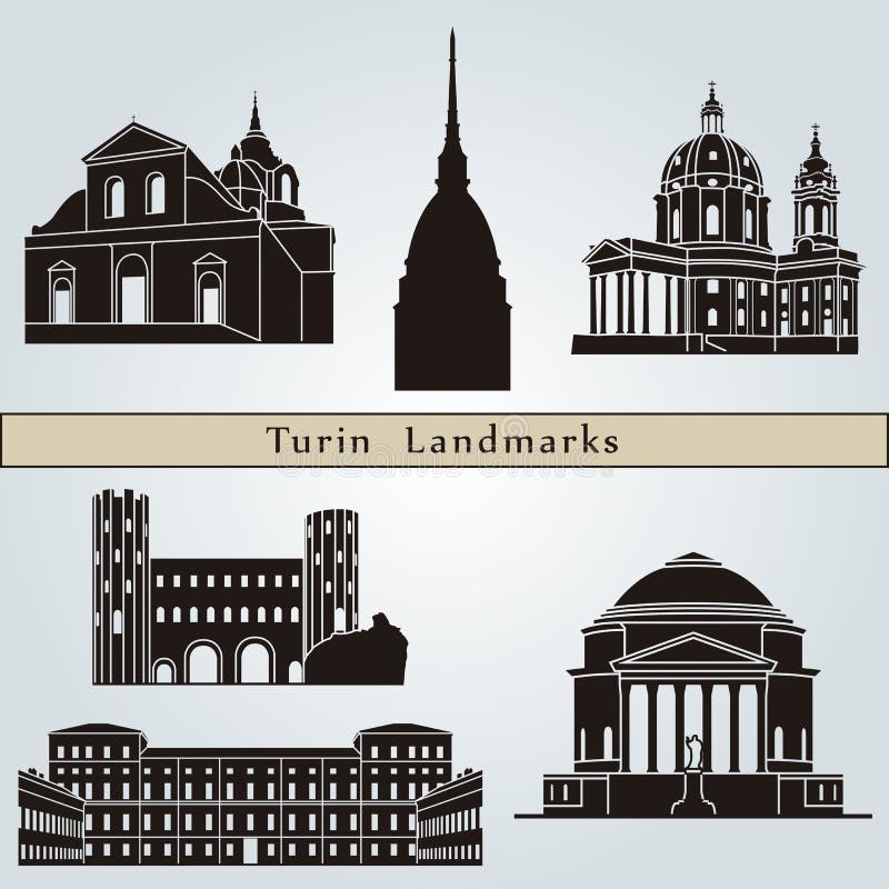 Punti di riferimento e monumenti di Torino isolati royalty illustrazione gratis Punti di riferimento e monumenti di Torino isolati royalty illustrazione gratis