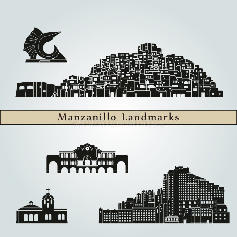 Punti di riferimento di Manzanillo illustrazione vettoriale Punti di riferimento di Manzanillo illustrazione vettoriale