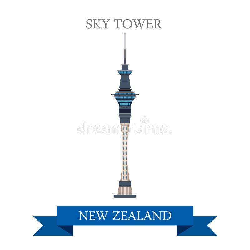 Punti di riferimento piani dell'attrazione di vettore di Auckland Nuova Zelanda della torre del cielo