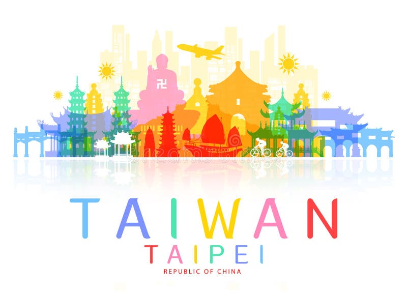 Punti di riferimento di viaggio di Taiwan illustrazione di stock Punti di riferimento di viaggio di Taiwan illustrazione di stock