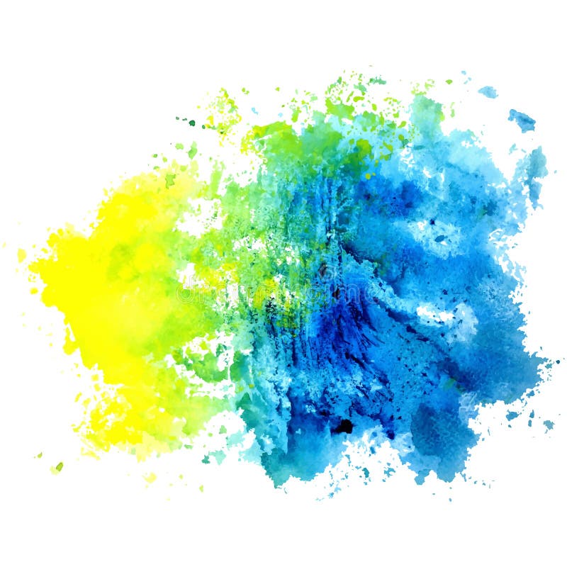 Punto aislado acuarela en un fondo blanco Azul, amarillo y libre illustration
