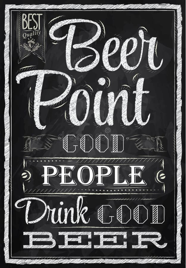 Punto de la cerveza de las letras del cartel. Tiza. stock de ilustración Punto de la cerveza de las letras del cartel. Tiza. stock de ilustración