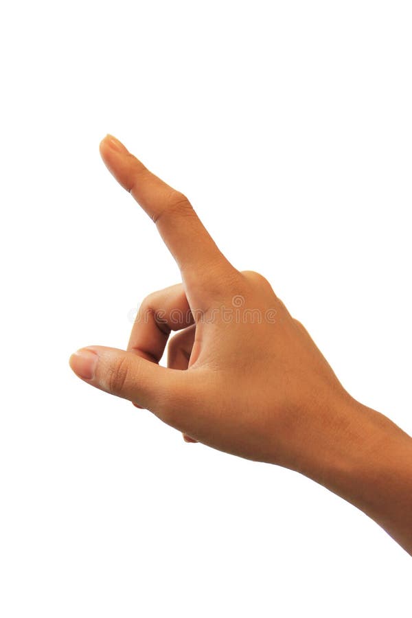 Punto del dito su fondo bianco fotografie stock libere da diritti Punto del dito su fondo bianco fotografie stock libere da diritti