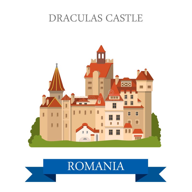 Punto di riferimento piano dell'attrazione di vettore della Romania Europa del castello di Drakula