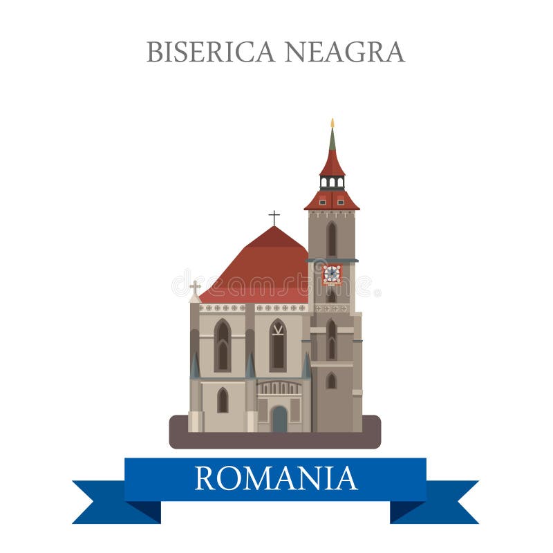 Punto di riferimento piano dell'attrazione di vettore di Biserica Neagra Romania Europa