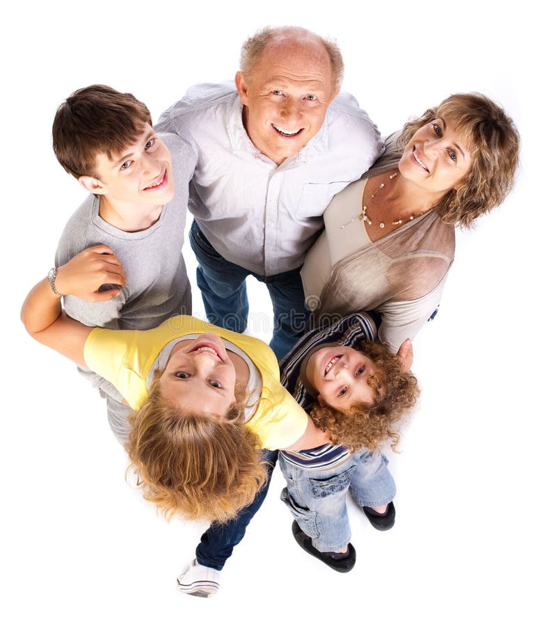 Punto di vista aereo della famiglia felice immagini stock libere da diritti Punto di vista aereo della famiglia felice immagini stock libere da diritti