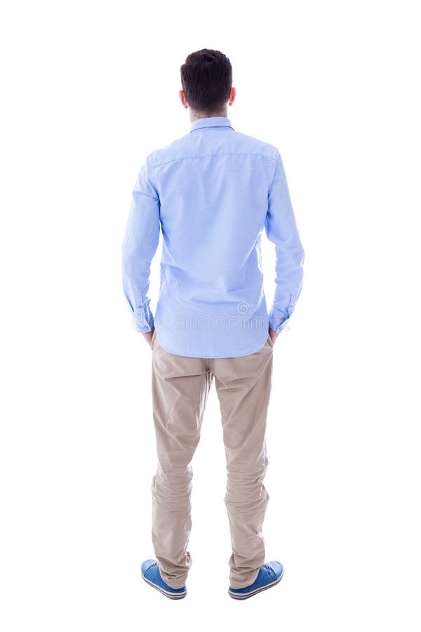 Back view of young man isolated on white background. Back view of young man isolated on white background