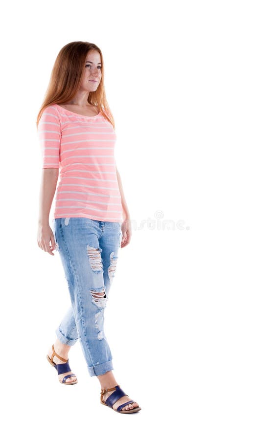 Punto di vista posteriore della donna di camminata fotografia stock libera da diritti