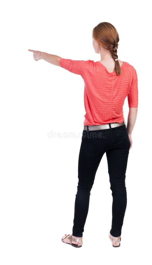 Punto di vista posteriore della donna indicante immagini stock libere da diritti Punto di vista posteriore della donna indicante immagini stock libere da diritti