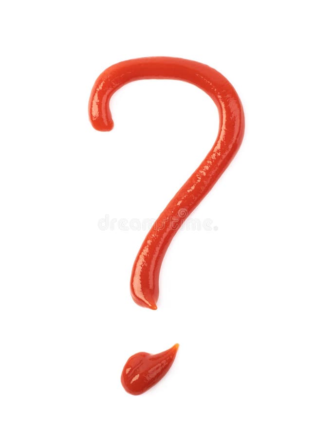 Punto interrogativo fatto di salsa fotografie stock libere da diritti Punto interrogativo fatto di salsa fotografie stock libere da diritti