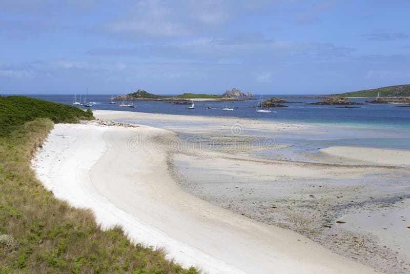 Punto juncoso, Tresco, islas de Scilly, Inglaterra foto de archivo Punto juncoso, Tresco, islas de Scilly, Inglaterra foto de archivo
