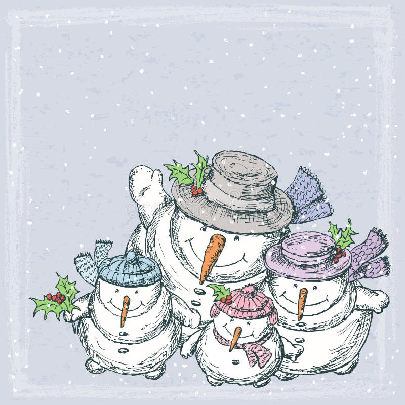 Pupazzi di neve allegri royalty illustrazione gratis Pupazzi di neve allegri royalty illustrazione gratis