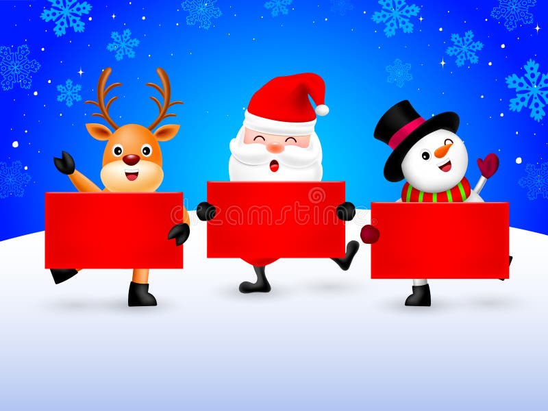 Pupazzo di neve, Santa Claus e renna felici royalty illustrazione gratis Pupazzo di neve, Santa Claus e renna felici royalty illustrazione gratis
