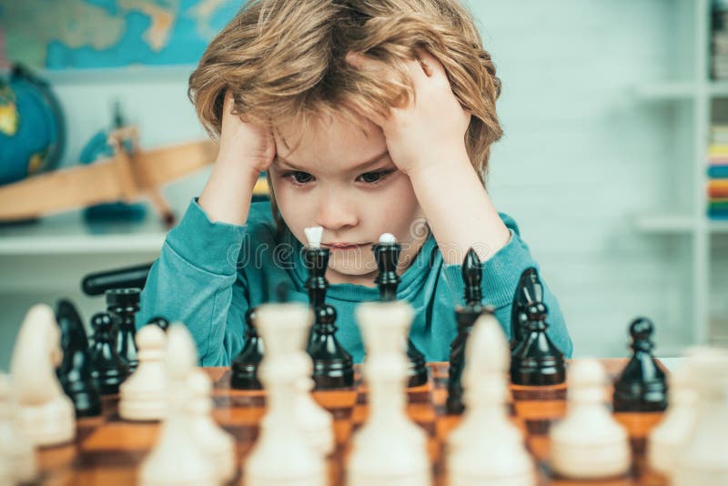 Kids Early Development. Pupil Kid Thinking about His Next Move in a Game of  Chess. Stock Image - Image of child, chess: 172839087