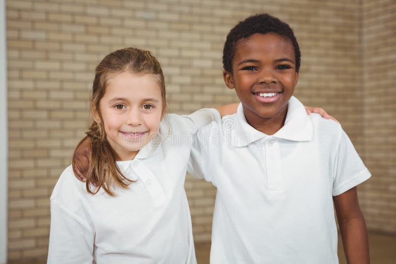 Pupils Smiling with Arms Around Each Other Stock Image Image of
