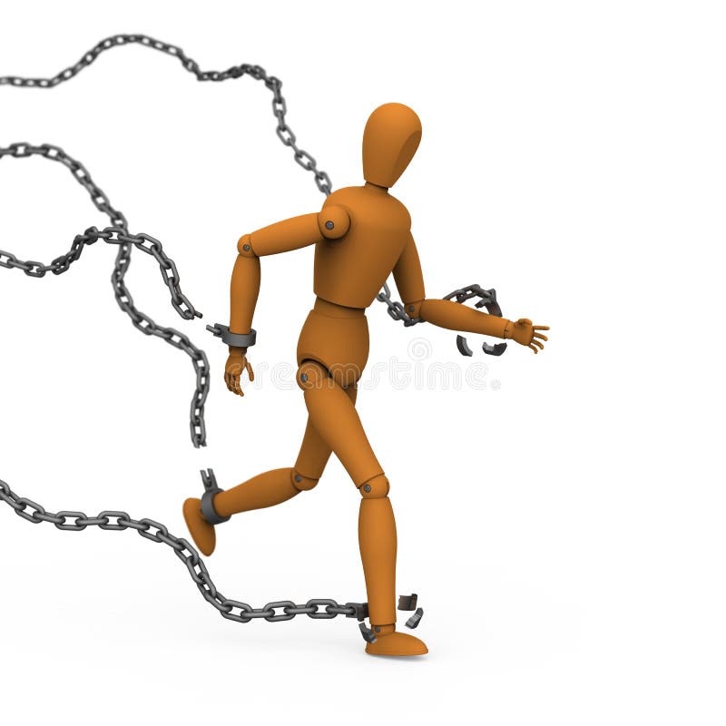 Puppet broke chains to freedom royalty free illustration Puppet broke chains to freedom royalty free illustration