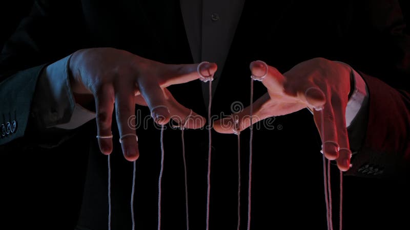 Premium Vector  Puppet master hand manipulates a puppet hanging on strings  puppeteer man being controlled by woman henpecked vector