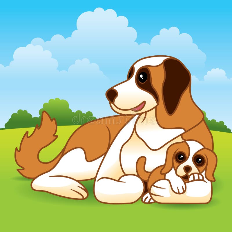 Puppy en Moeder stock illustratie Puppy en Moeder stock illustratie