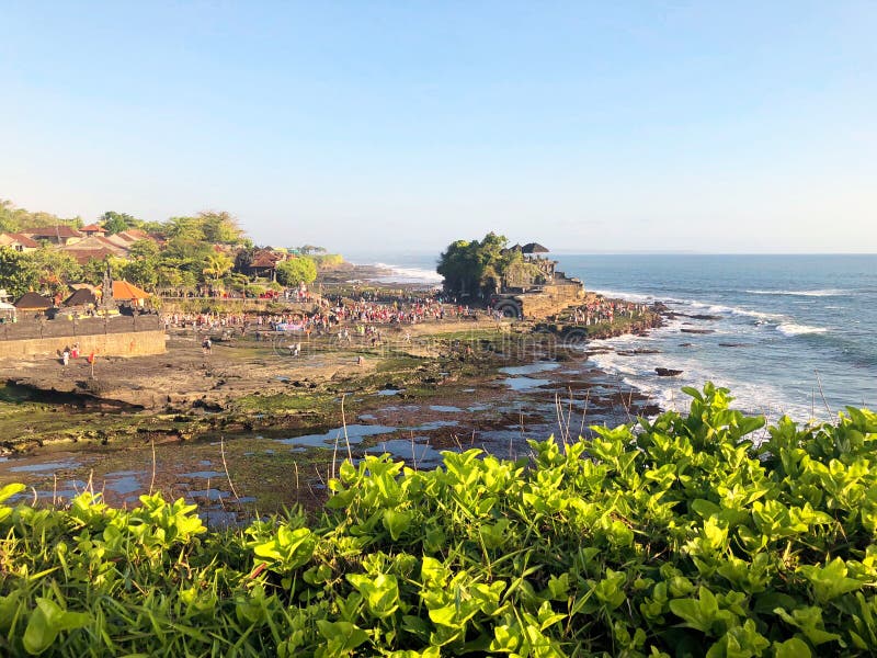 Pura Tanah  Lot  Temple On The Beach  At Sunset Stock Photo 