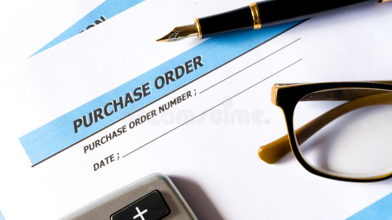 Purchase order for procurement order document of business on white paper background