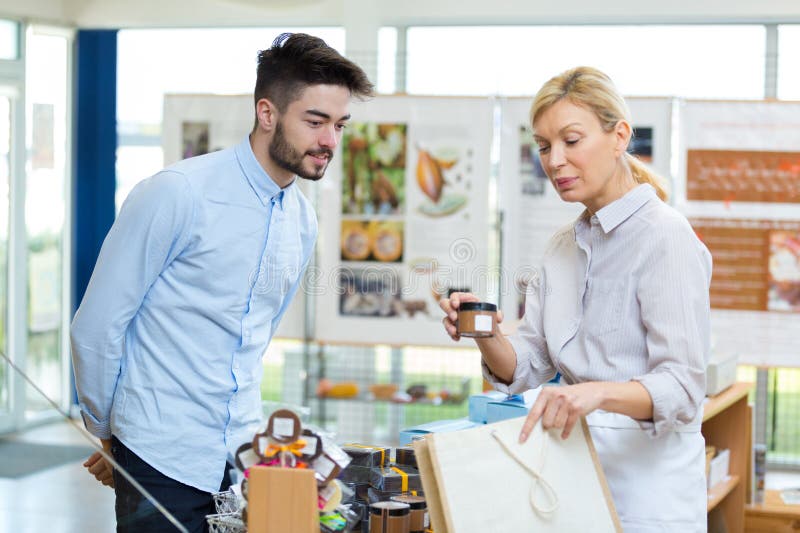 Purchase product in art gallery royalty free stock image