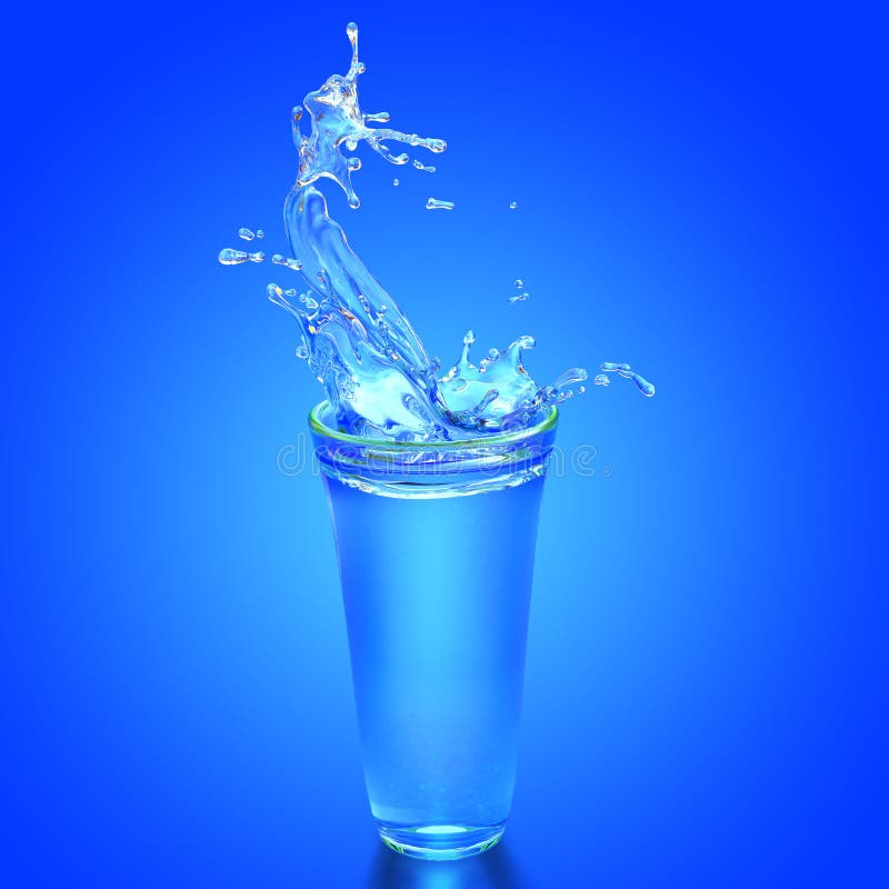 Pure Water in Galss on Blue Stock Illustration Illustration of