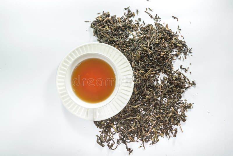 Pure White Cup of Tea and Dried Tea Leaf Stock Photo Image of pure