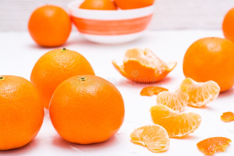 Purified Mandarin Slices and Whole Mandarins Stock Image Image of