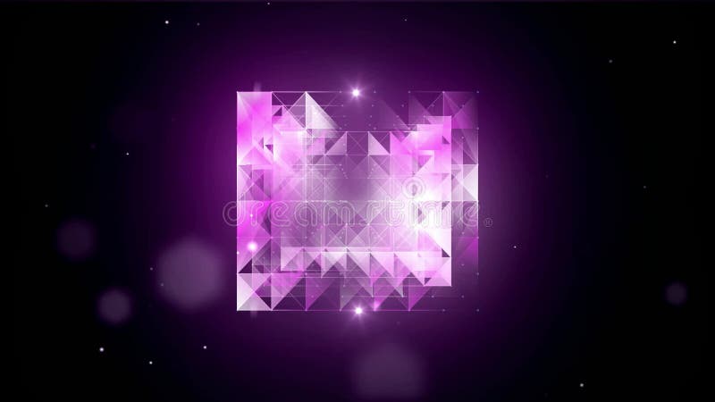 Purple abstract background with moving particles and shapes. Mockup stock illustration