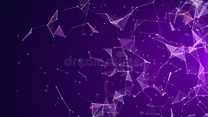 Purple Abstract Network Background with Geometric Polygonal Lines and Glowing Dots Representing Data, Technology, and Digital vector illustration