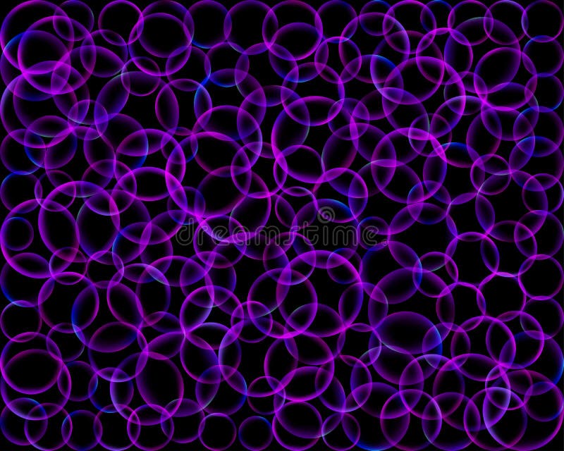 Purple abstract pattern. Geometric print composed of purple and pink circles on black background. Soap bubbles. stock illustration Purple abstract pattern. Geometric print composed of purple and pink circles on black background. Soap bubbles. stock illustration