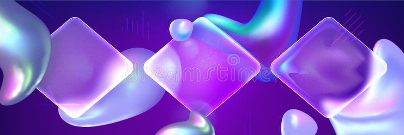 Purple background with glass morphism rhombus vector illustration