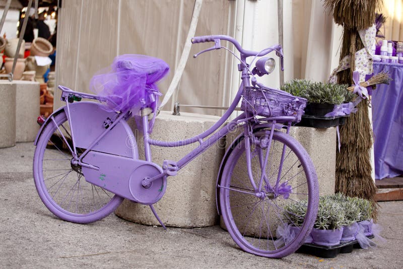 Purple bike stock photo. Image of bows, decorated, satin 24804618