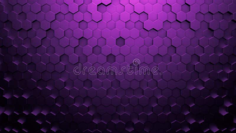 Purple black metallic background with hexagons. 3d illustration, 3d rendering